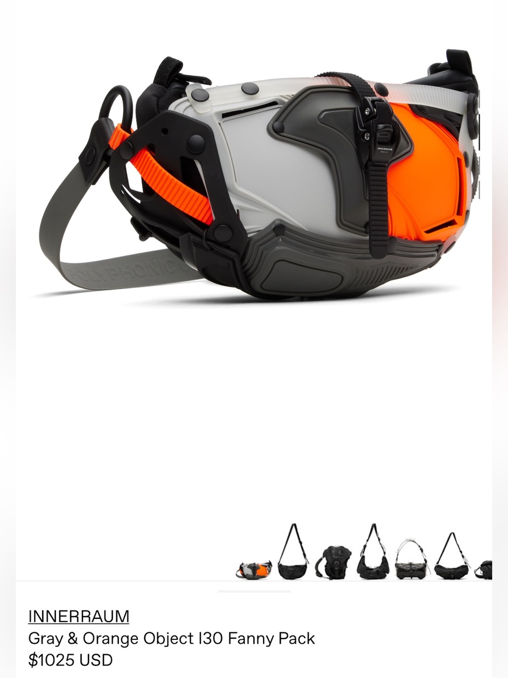 Unisex Innerraum Berlin industrial crossbody  Bag in Black and Bright Orange